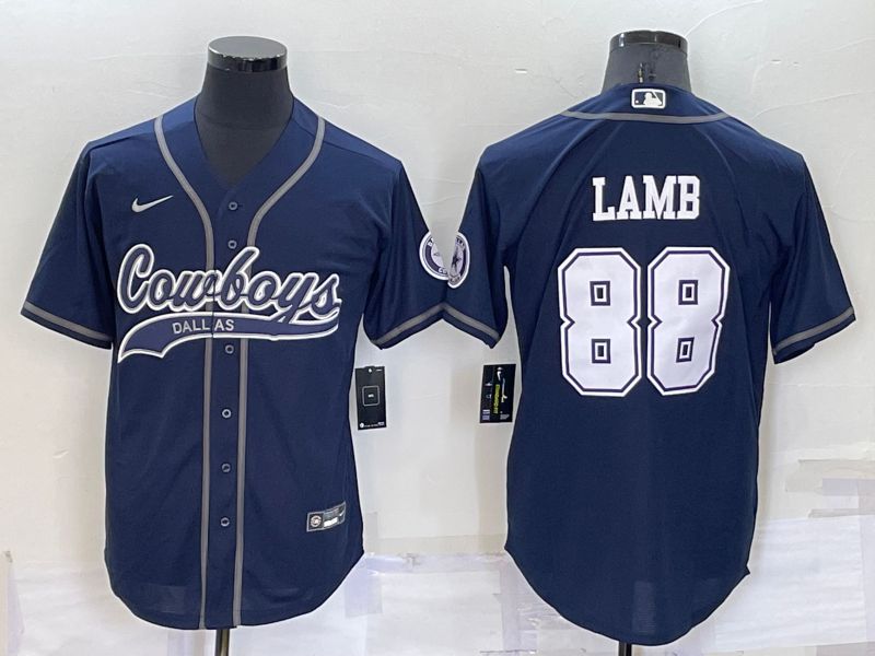 Men Dallas Cowboys #88 Lamb Blue Nike Co branded Jersey->dallas cowboys->NFL Jersey